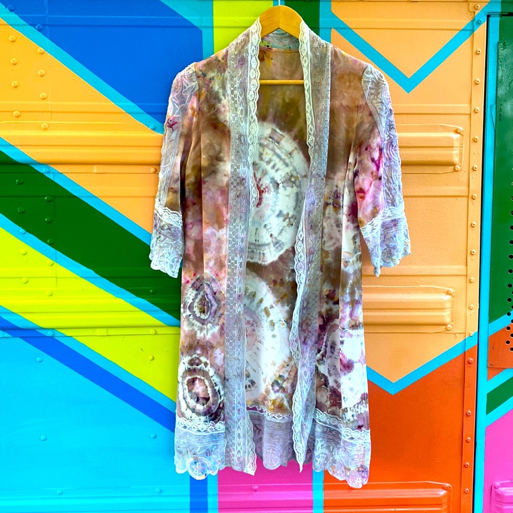 Silk kimono robe/cover hand dyed here at La Vagabond Boutique